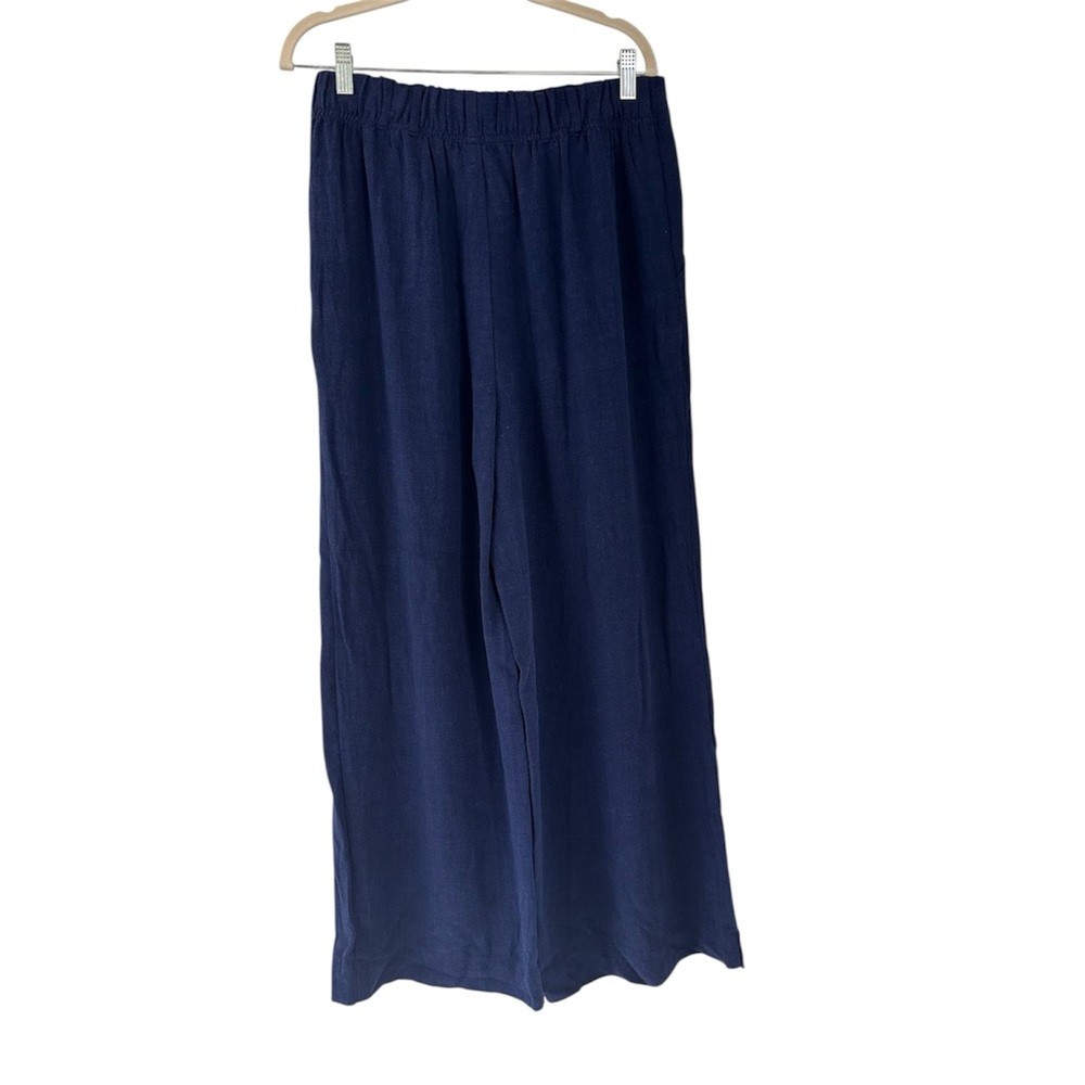 Z Supply NWT Navy High-Rise Wide Leg Pants Linen Blend Large Coastal Chic - Picture 5 of 13